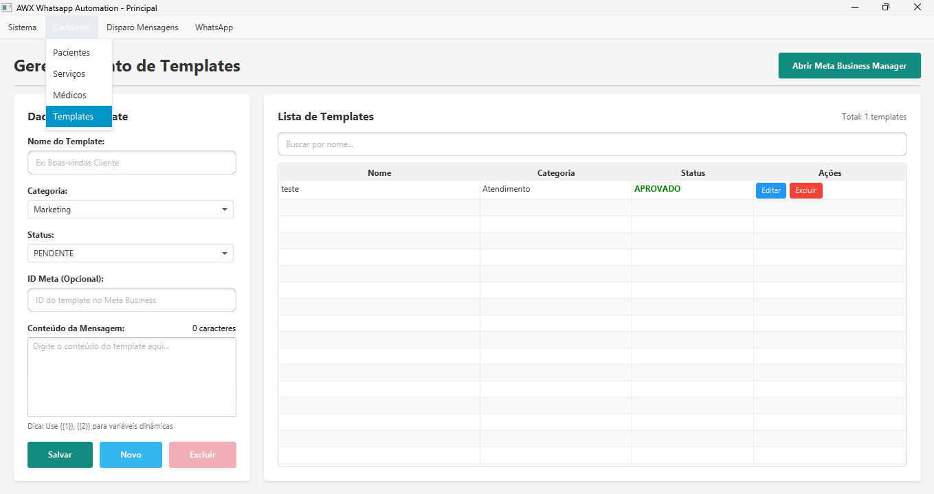 Gerenciamento de templates