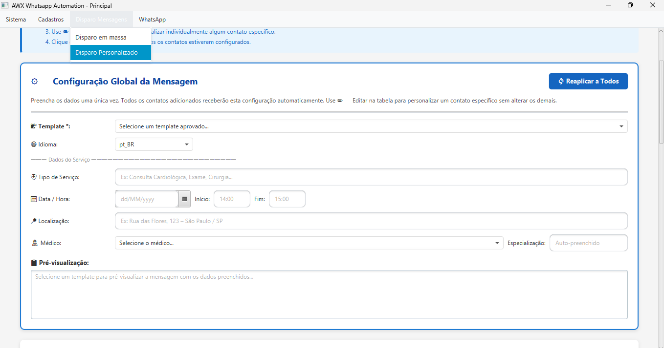 Configuração personalizada