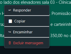 Menu de contexto da mensagem